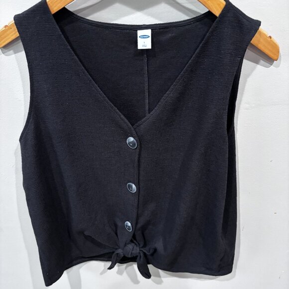 Old Navy Women's Cropped Tie-Hem Textured-Knit Sleeveless Top SZ: L - Picture 6 of 10